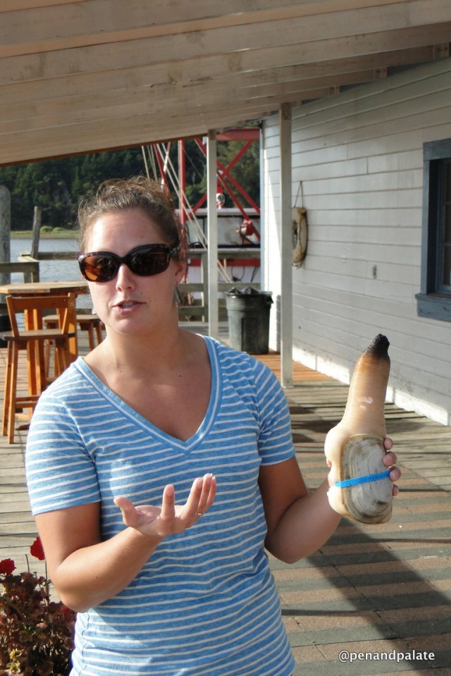 Nicole Hopper, Taylor Shellfish Farms, and a 2 pound geoduck