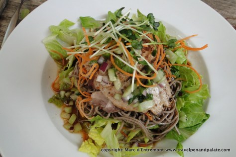 mahi-mahi udon salad at lunch at the Honolulu Museum of Art Cafe