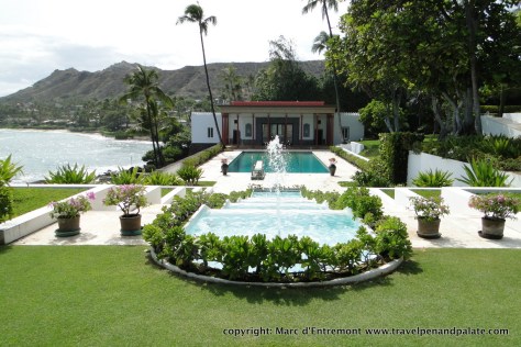 pool with view of Diamond Head at Shangri La the Islamic art filled home of the late Doris Duke