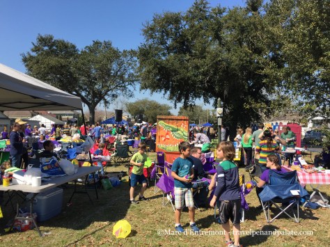 Campers and setting up for the Endymion parade Mardi Gras 2015 New Orleans on the neutral ground of Orleans Ave.
