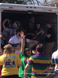 A U-Haul truck becomes a movable feast for an Endymion parade party, Mardi Gras 2015 New Orleans