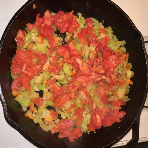 add peppers, tomatoes, parsley 