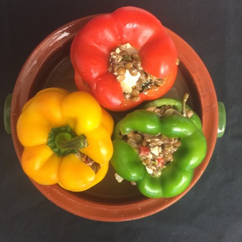 Pepper with lentils – before baking