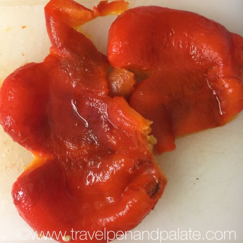 Roasted sweet red pepper, skin & seeds removed to be pureed with cream