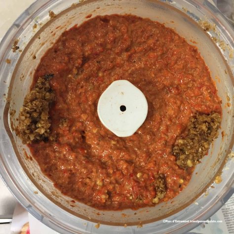 ingredients for Muhammara in food processor